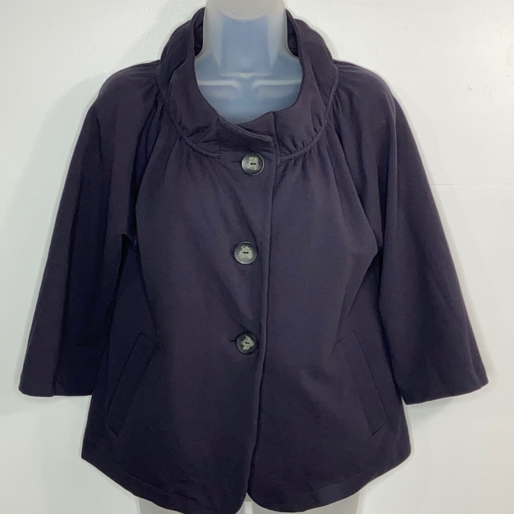 Lilla P Ruffled Collar Plum Blazer